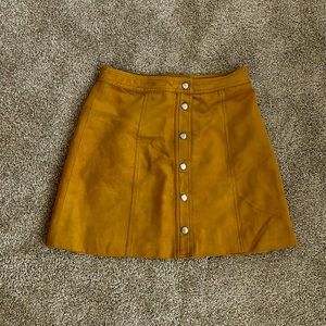 H&M faux suede button front mini skirt